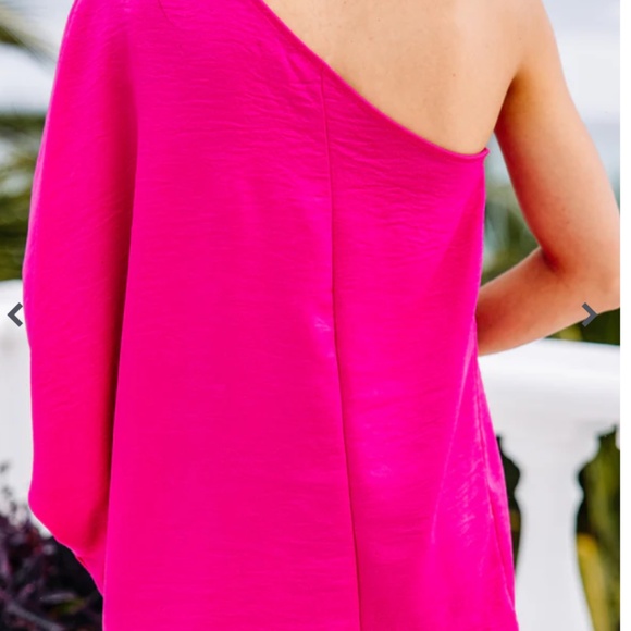 Go Where You Choose Fuchsia Pink One Shoulder Top - Picture 4 of 7